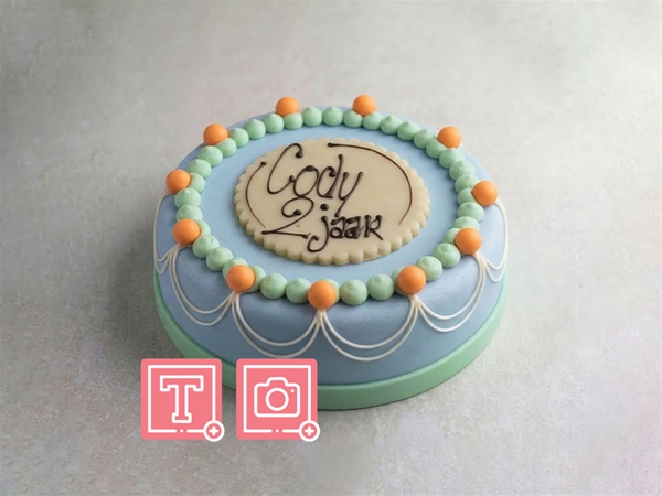 Marsepeintaart Kleurrijk Blauw&nbsp;10-12p